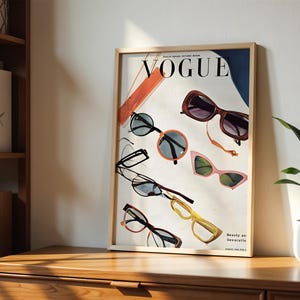 Vintage Vogue Magazine-tryck, Retroglasögon, High Fashion Y2K-konst, Femme Fatale bild 5