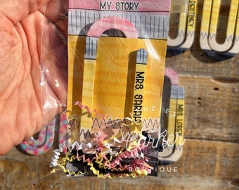 Personalized Pencil Paperclip Bookmark: Teacher Appreciation Gift