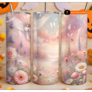 Pastell Wiese Geist PNG, Kawaii Blumen Halloween Wrap, Sublimation 20 oz, Skinny Tumbler, sofortiger digitaler Download PNG, NUR Digital