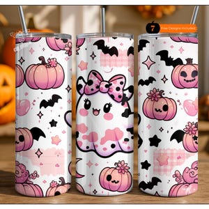 Süße Pastellgeist, rosa Halloween Wrap, Sublimation 20 Unzen, Skinny Tumbler, sofortiger digitaler Download PNG, NUR digital