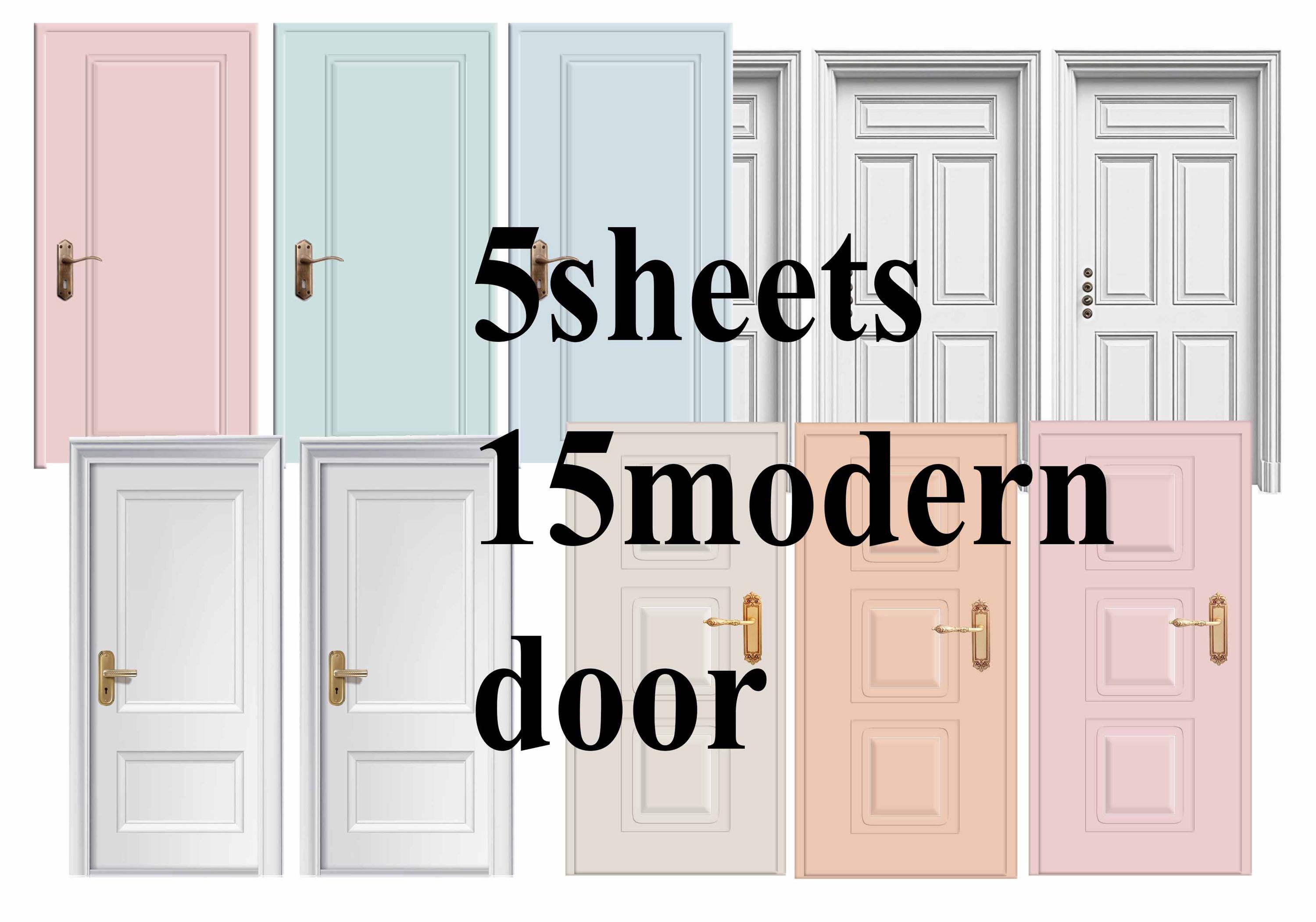 Dollhouse Modern Printable DOORS, Miniature Room DOOR Sheets for 1/12 ...