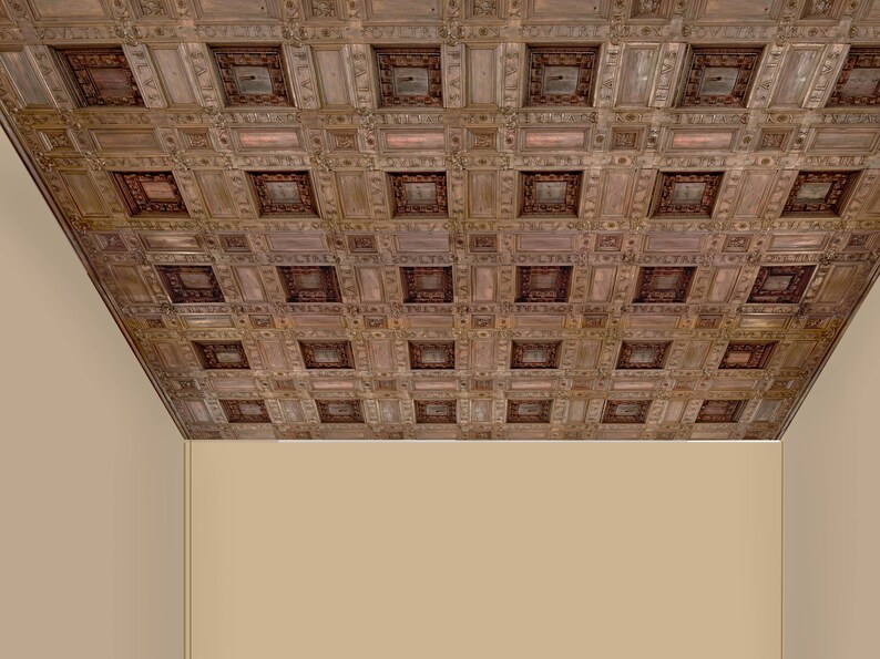luxurious haven with our exquisite Dollhouse COFFERED CEILING WALLPAPER and Miniature Wood Ceiling Tiles. This instant download offers a seamless way to enhance your doll's house, book nook, DIY diorama, or roombox with a touch of elegance and charm.