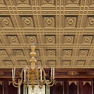 Instant Download Dollhouse Decor - COFFERED CEILING WALLPAPER - Miniature Wood Ceiling Tiles - DIY Miniature Projects - Enhance Your Miniature Space