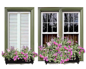Außen-Puppenhaus FENSTER druckbar, Miniatur-Fenster 1/6 Blumenkasten, Puppenzimmer-Box-Dekor und Papierpuppenhaus-Projekte