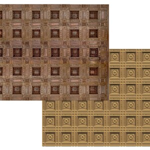 Dollhouse COFFERED CEILING WALLPAPER - Miniature Wood Ceiling Tiles - Instant Download on Etsy- Elegant Miniature Decor - Doll's House Upgrade