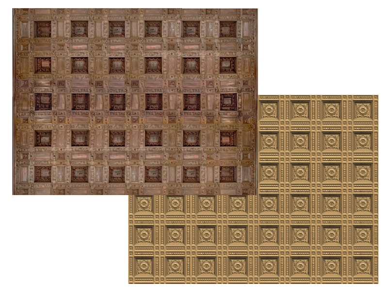 Dollhouse COFFERED CEILING WALLPAPER - Miniature Wood Ceiling Tiles - Instant Download on Etsy- Elegant Miniature Decor - Doll's House Upgrade