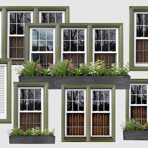 Exterior Dollhouse WINDOW Digital Download Miniature Windows 1/12 Wall Decor, Doll Room Box Decor, and paper Doll House accessories