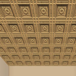 Dolls House Book Nook Decor - COFFERED CEILING WALLPAPER - Miniature
 Wood Ceiling Tiles
For Dollhouse scales, 1/6, 1/12, 1/24, 1/48