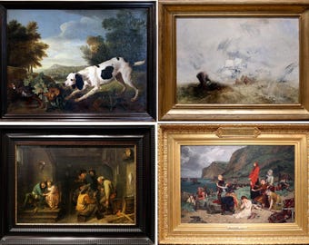 Miniature Framed Printable Wall Art Masterpieces, 1/12 Scale Dollhouse Oil Paintings, A4 Sheet for digital download