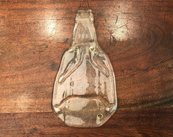 Vintage Flatted Jack Daniel's Glass Whiskey Bottle Appetizer Serving Tray with Wire Hangar - Retro Bar Decor - Cheese Party Serving Dish