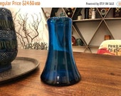 Sale Vintage Blenko Glass Handmade Turquoise Blue Vase with Pontil