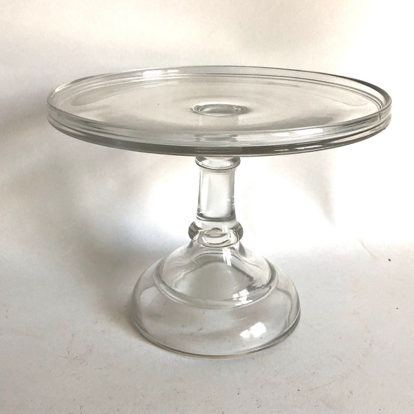 Antique Glass Bell Bottom Baker's Glass Cake Stand - 8" wide