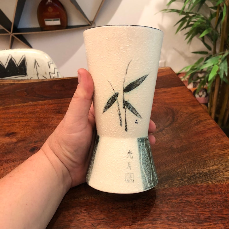 Mid Century Modern Japanese Hand Painted Textured Porcelain Vase With ...