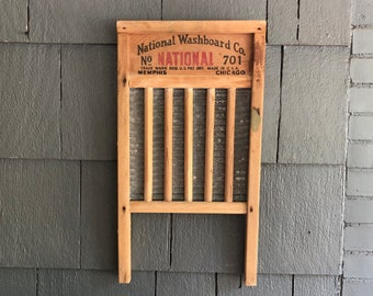 Antique National Washboard Company The Zinc King Top Notch Sanitary Soap Saving Front Drain Laundry Accessories Farmhouse Laundry Decor 701