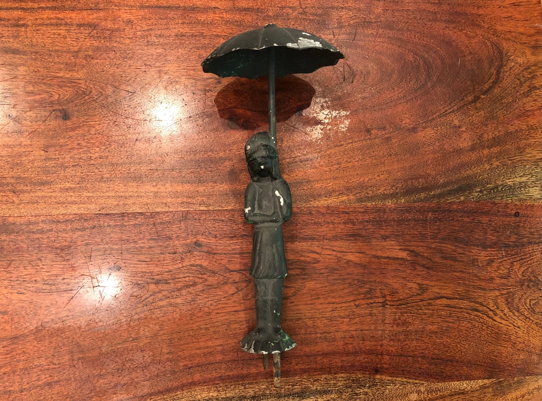 Vintage Wrought Iron Girl With Umbrella Garden Statue Part Etsy