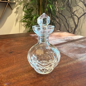 Mid Century Rogaska Yugoslavia Full Lead Crystal Cut Glass 2 oz. Perfume Bottle with Ground Stopper Women&#39;s Vanity Home Bathroom Bath Decor