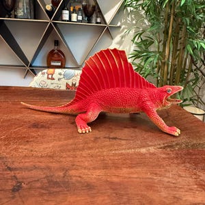 Vintage c. 1997 Old School Hard Rubber 16&quot; Edaphosaurus Dinosaur Toy by DOR MEI - Prehistoric Animal Toy Boy&#39;s Room Birthday Christmas Gift