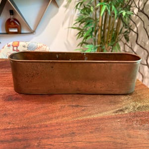 Vintage Turkish Solid Copper Elongated 14-1/8" Indoor / Outdoor Planter / Flower Pot - Made in Turkey