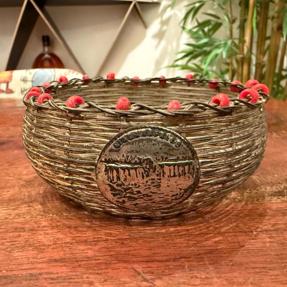 Panier Bonbonnière Vintage En Métal - Pièce Ancienne Magasin Général 15x10 Cm, Décoration Rétro