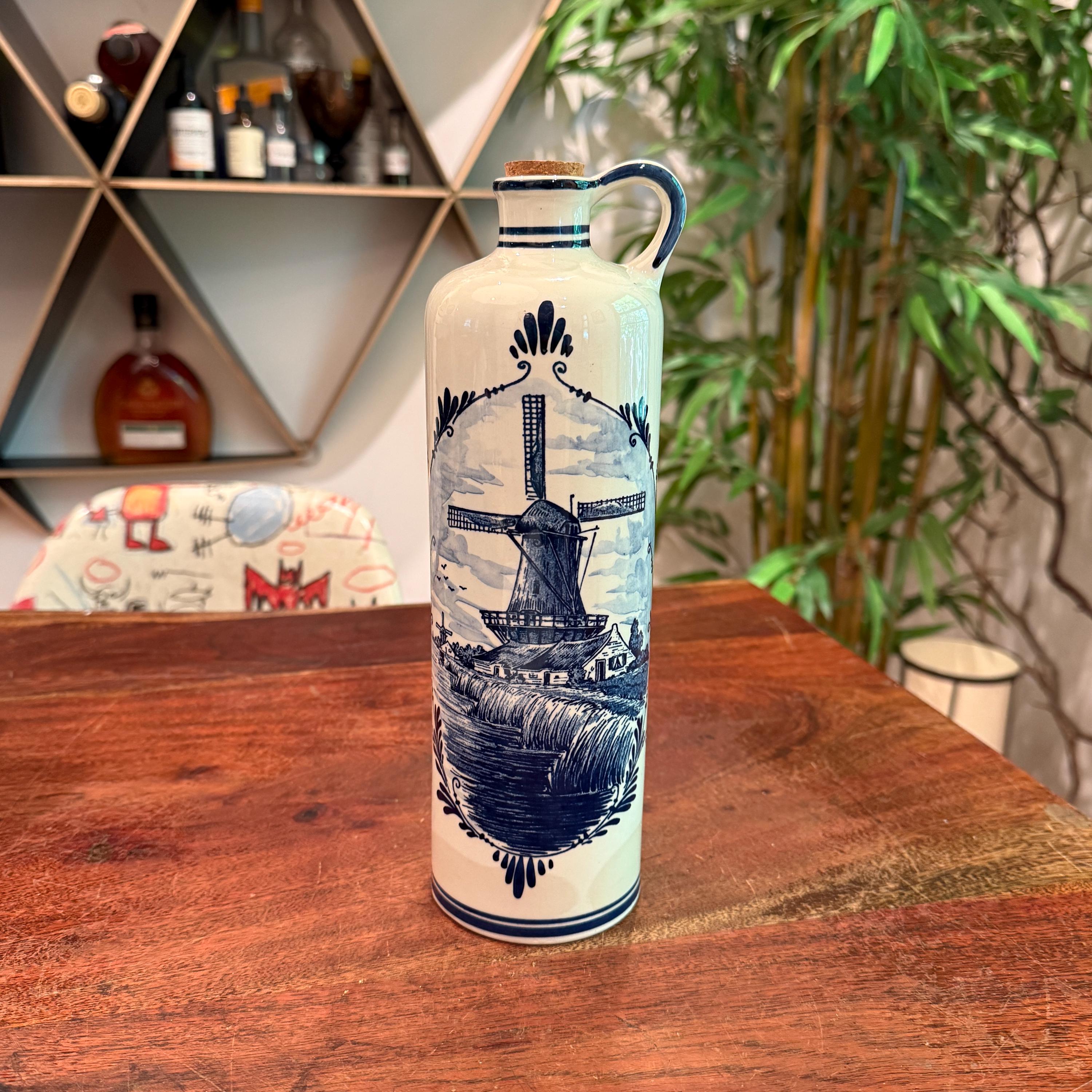 Vintage 1960's Dutch Blue Delft Hand Painted BOLS Jonge Genever