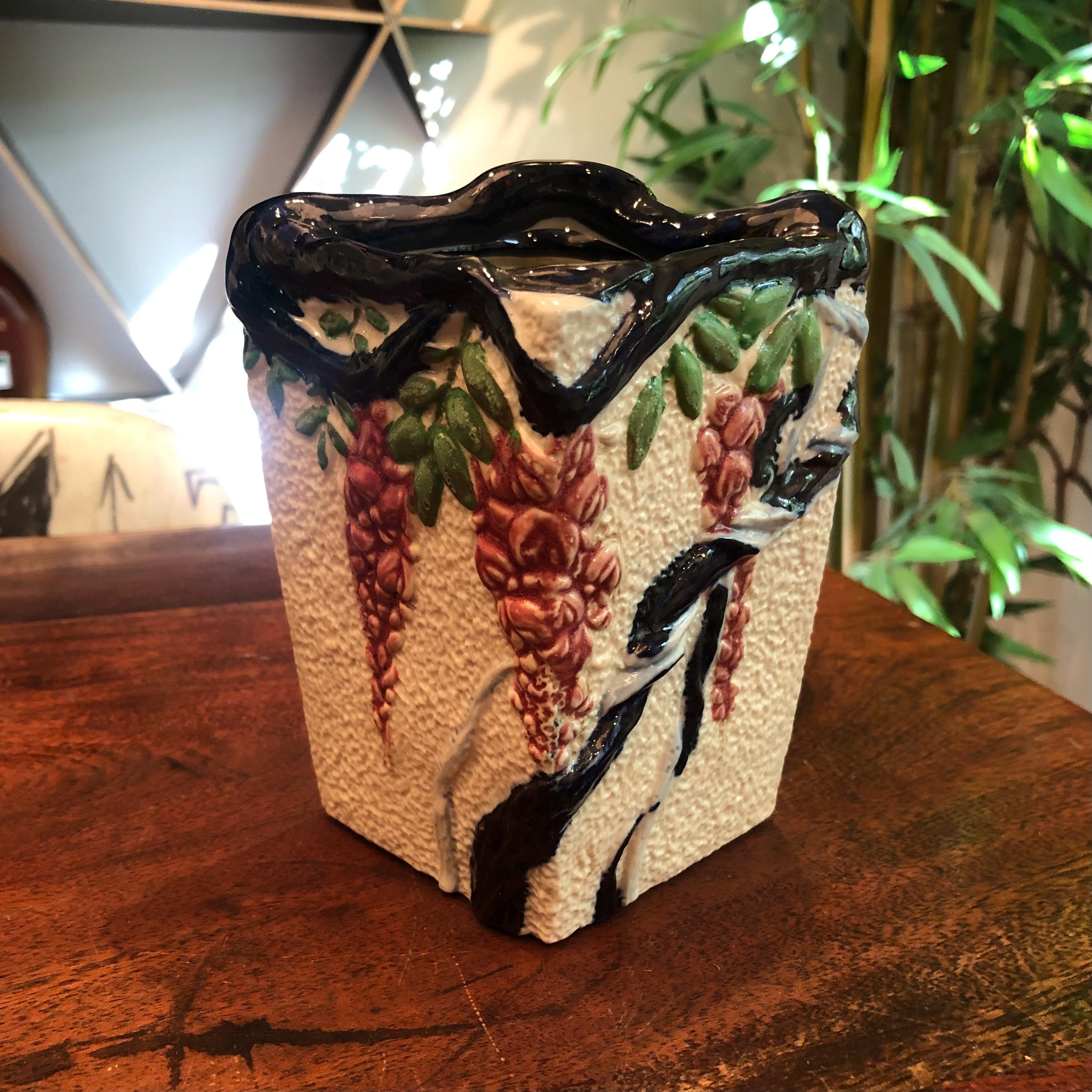 pataya　VINTAGE flower vase2つセット Antique C. 1925 - 1940 Japanese Yankoware Ceramic Handled Vase
