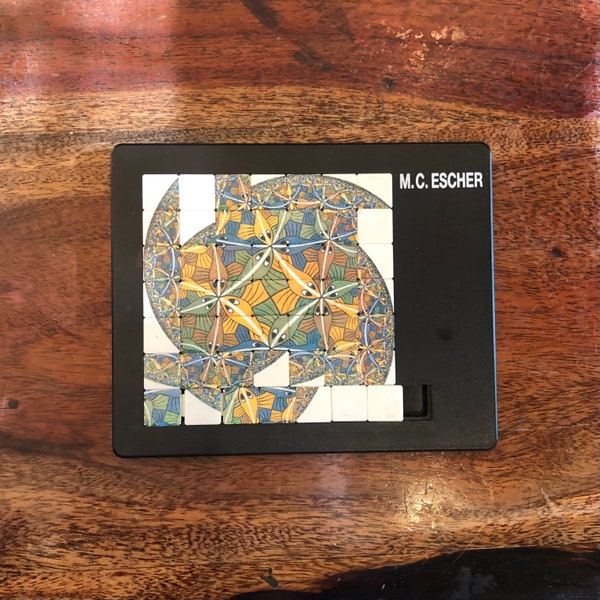 Vintage c. 1990 M.C. Escher Plastic Fish Slider Puzzle Titled Circle Limit III - Art No. 802974 - Cordon Art - Made in Germany by PUSSYCAT