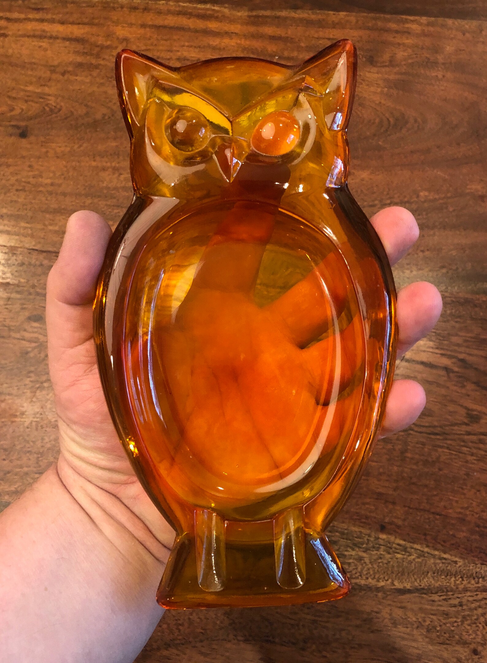 Sale Vintage Orange Viking Glass Owl Ashtray Vintage Viking Etsy