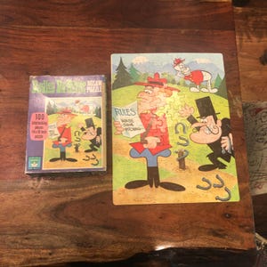 Jahrgang c. 1972 Dudley Do-Right & Snidely Whiplash 100-Teile Puzzle von Withman - Rocky und Bullwinkle Cartoon Charaktere