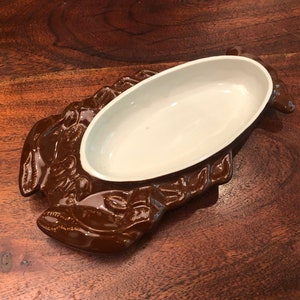 Vintage HALL CHINA Brown Lobster Shaped Dish - #234 - Made in USA - Vintage Lobster Baking Dish - Vintage Lobster Serving Dish