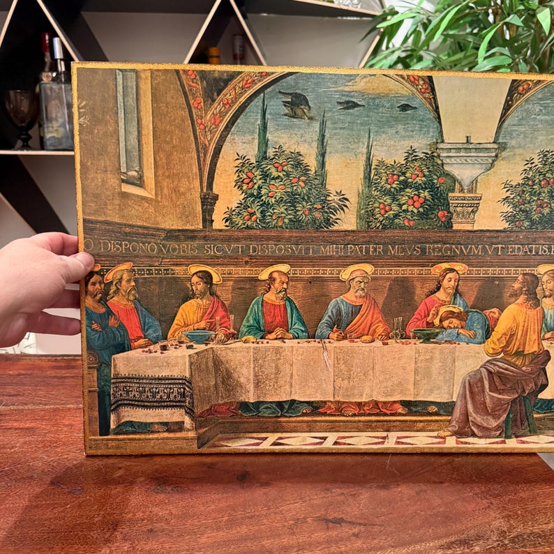 Mid Century Italian the Last Supper Print Wall Hanging on Wood by ...