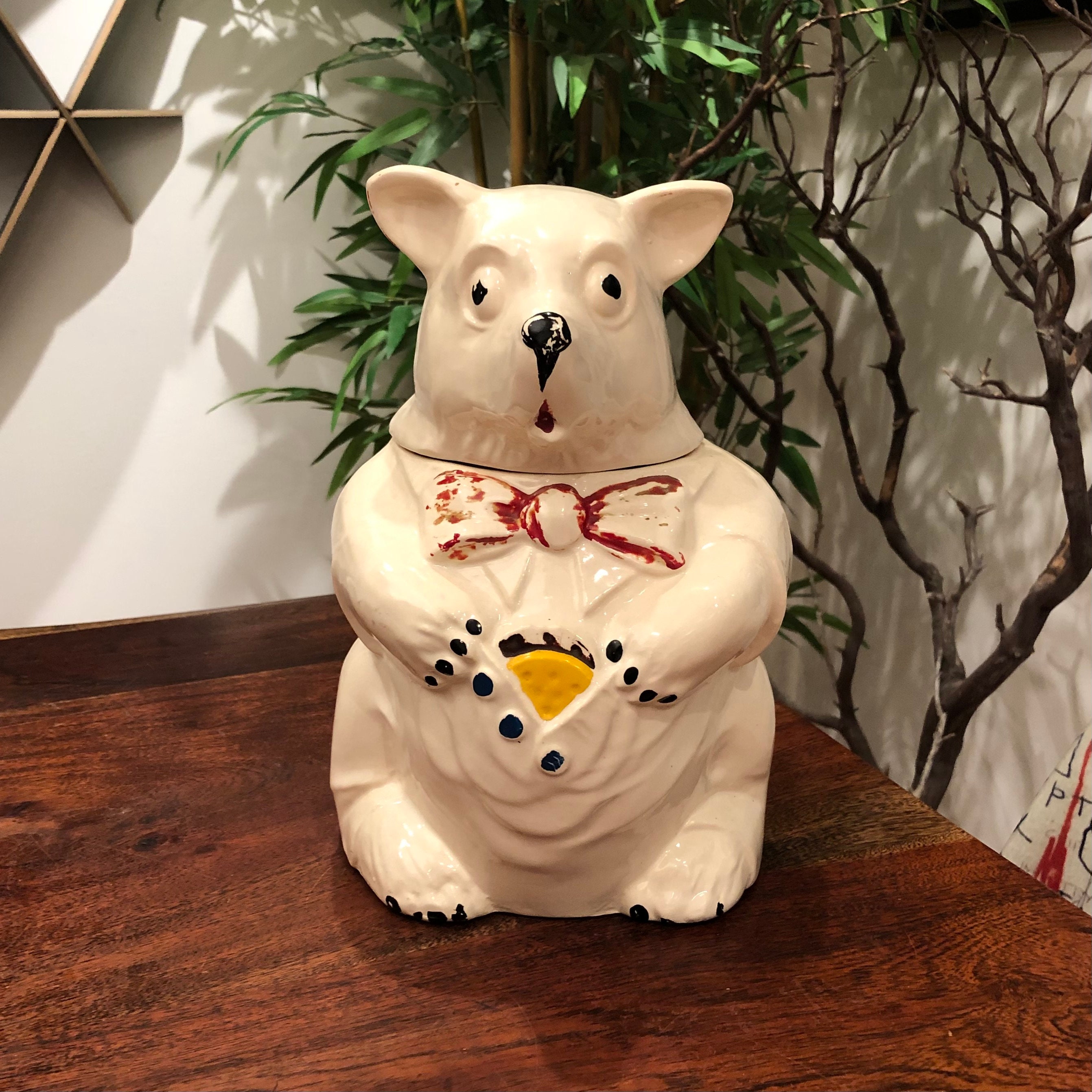 Vintage 1940's Mccoy Pottery Bear Cookie Jar - Antique White Bear