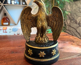 ヴィンテージ 1970年代 愛国的なアメリカのハクトウワシ フェイクブラス 石膏製ブックエンド Marwal製 - コロニアル・ウィリアムズバーグ 初期アメリカンホーム 米国装飾
