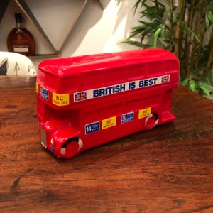 Vintage Englisch AEC Routemaster Rot Keramik Doppeldecker Bus Sparschwein Souvenir - London England Sparkasse - Transport Wohnkultur