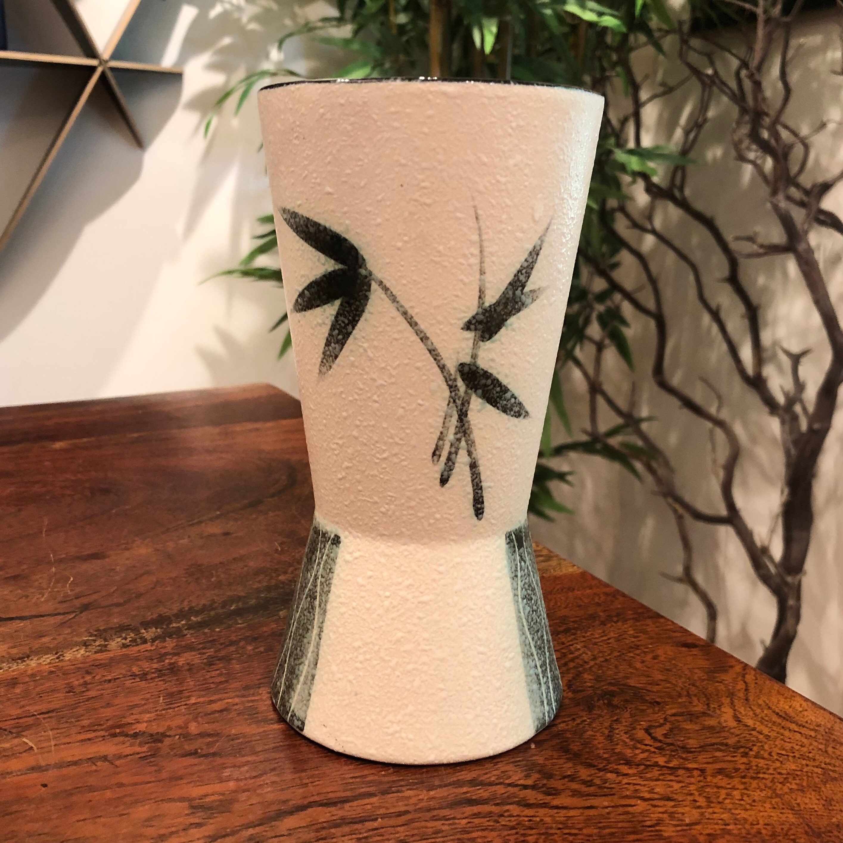 Mid Century Modern Japanese Hand Painted Textured Porcelain Vase With ...