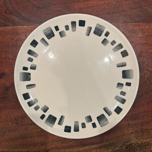 Piatto piano in ceramica Nikko Double Phoenix Ironstone Patio Gray, stile Mid-Century Modern anni '60, design Atomic, 26,3 cm - Piatto vintage in ceramica modernista MCM.