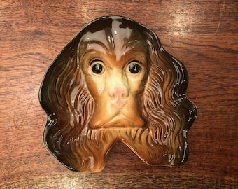 Cuenco de cerámica grueso con forma de perro Cocker Spaniel de mediados de siglo - Decoración vintage de Cocker Spaniel - Cuenco de cerámica vintage con forma de perro - Decoración vintage de perro