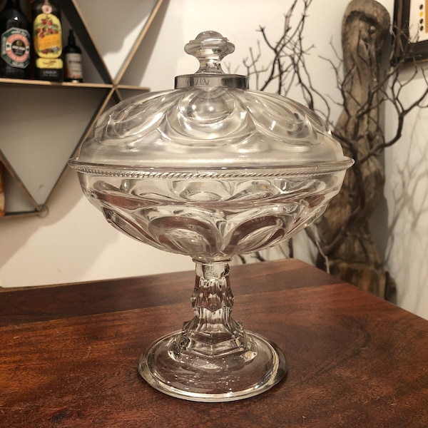 Antique Victorian Pressed Glass 10" tall Compote - Vintage Pedestal Bowl - Victorian Home Decor - Large Vintage Candy Bowl Antique Bowl