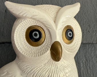 Vintage C. 1978 Plaster White Owl Wall Hanging by Miller Studios