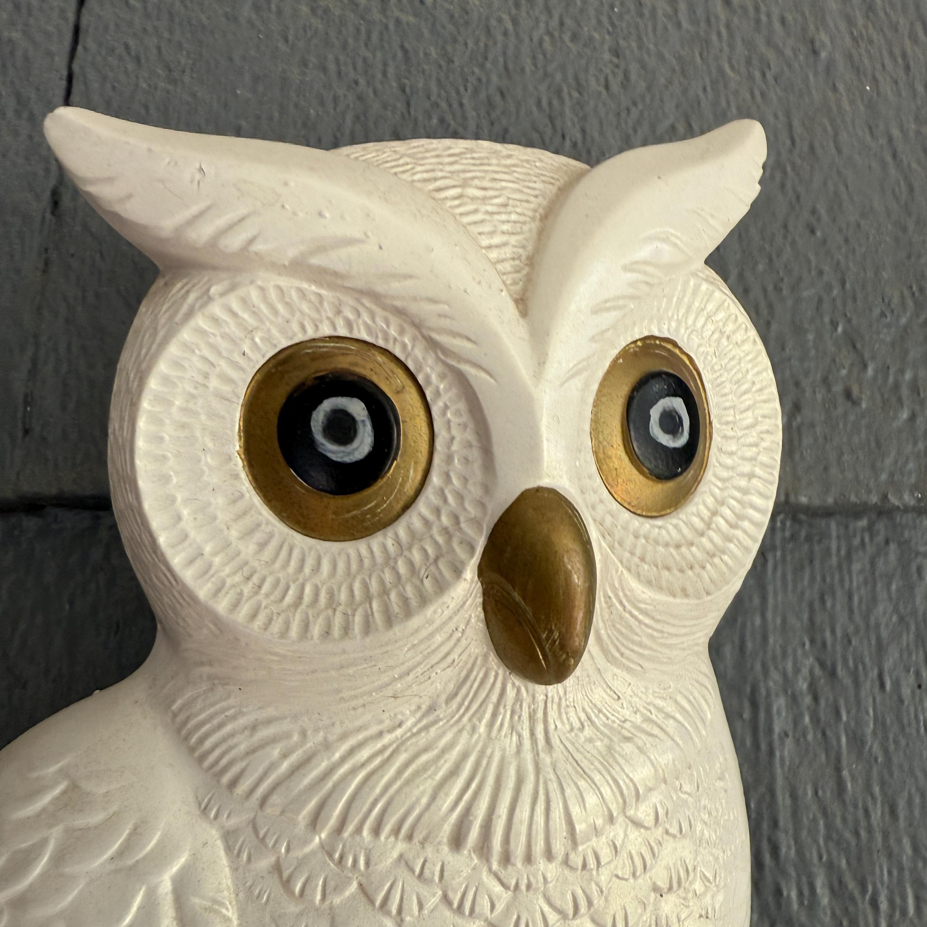 Vintage C. 1978 Plaster White Owl Wall Hanging by Miller Studios
