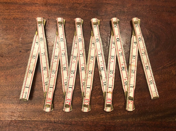 old folding wood measure, yardstick ruler w/ vintage advertising