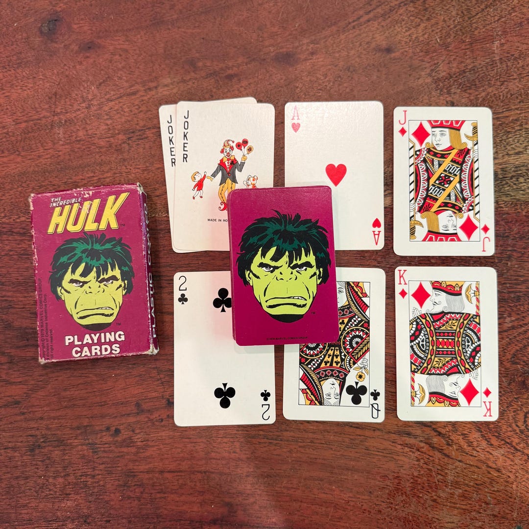 Hulk Mini Card Vintage 1979 the Incredible Hulk MARVEL Standard 54 Playing Cards Deck ...