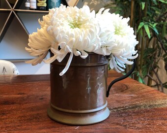 Vintage Arts & Crafts Hammered Copper 40 oz. Beer Stein - Upcycled Copper Metal Planter / Flower Pot - Arts and Crafts Period Movement