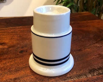 Vintage DANSK Blue and Gray Porcelain Hurricane Candle Holder NR Niels Refsgaard - Danish Modern Candleholder Scandinavian Home Decor