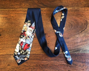 Vintage Victorian Santa Claus with Children & American Flag 100% Silk Men's Necktie by Stafford - Christmas Tie - Holiday Apparel