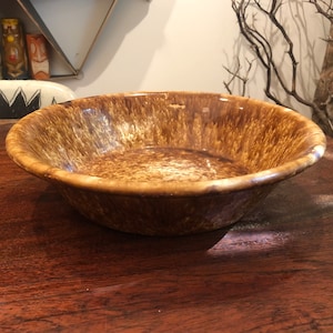 Antique 1800&#39;s Spongeware 12&quot; Stoneware Serving Bowl - Vintage Farmhouse Kitchen Decor - Sponge Ware Dish - Rustic Cabin Lake House Decor