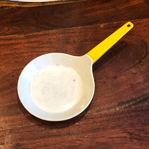 Vintage Danish Modern Copco DENMARK 7" Yellow Enamelware Cast Iron Frying Pan - Michael Lax Design - Yellow Copco Skillet