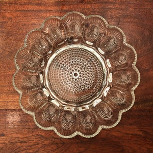 Mid Century Glass 15 Section Deviled Egg Glass Serving Dish - Vintage Deviled Egg Tray Platter / Relish Dish - Clear Glass Party Tray
