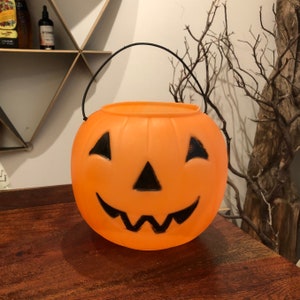 Vintage Jack-O-Lantern Halloween Trick or Treat blaasvorm snoepemmer - Made in USA - Vintage Halloweendecoratie - Pompoensnoepemmer