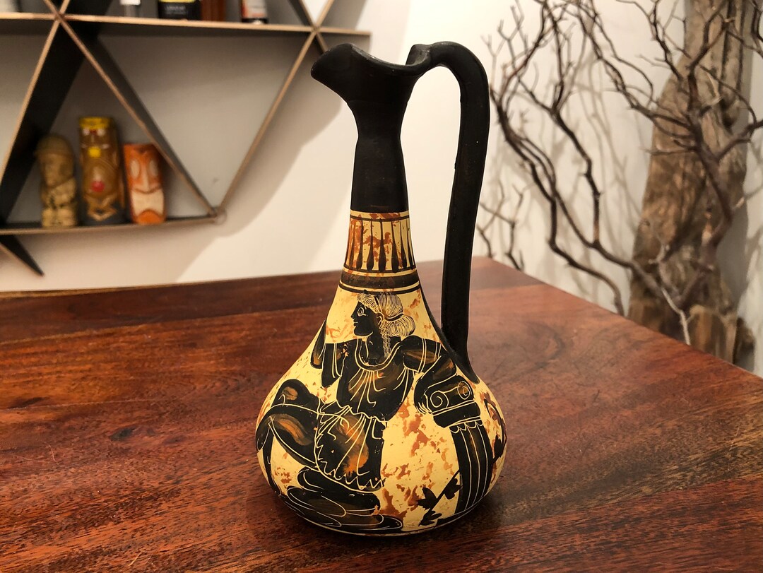 Mid Century Ancient Greek Reproduction Clay Pottery Oil Cruet Etsy