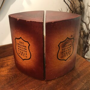 Vintage c. 1965 Leather Bound Million Dollar Round Table NALU Life Insurance Bookends from Phoenix Mutual Life Insurance